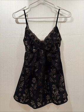 Sweetees Black Floral Lace Trim Tank Top